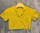 2141 | Madewell Linen Floral Embroidered Crop Top Yellow Womens M Summer Photo 0