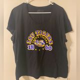 Womens‎ Russell Athletic Black LSU “Geaux Tigers” V-Neck T-Shirt Size 2XL Photo 0