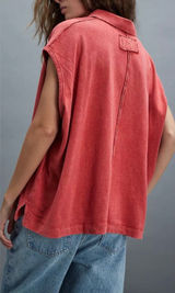 NWT Free People We The Free Keep On Polo - Fiery Red - medium Photo 0