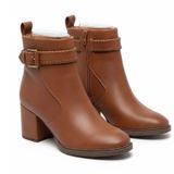 Zodiac Rexx Ankle Boots Cognac Brown Whipstitch Buckle Block‎ Heel Booties 7M Photo 0