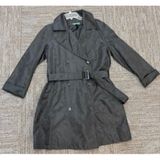 Lauren Ralph Lauren Womens Black Monogram Double Breasted Belted Trench Coat Photo 0