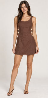 New Paper Hearts Brown Mini Dress Beaded Side Detail Size XS Photo 0