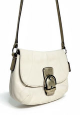 Coach Cream Leather Flap Buckle Crossbody Bag‎ Gold Accents Photo 0