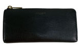 Coach Wallet Saffiano Accordion Black‎ Zip Crossgrain Leather Gold Tone Hardware Photo 0