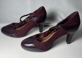 Giani Bernini Vineza Size 6 Memory Foam Burgundy Sweater Tweed Heels T-Strap 60s Photo 0