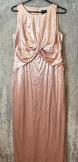 Adrianna Papell Velvet Twist Front Maxi Dress Blush Pink Sz 12 Wedding Formal Photo 0