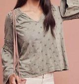 Anthropologie Eyelet Bell Sleeve Crochet Top Photo 0