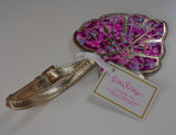 Lilly Pulitzer Amarena Cherry Palm Leaf Luggage Tag Gold Hardware 236210 NWT Photo 0