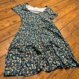 Jun & Ivy Teal‎ Blue Ditsy Floral Tiered Babydoll Mini Dress Womens Small Photo 0