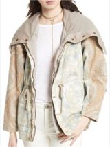 Free People Womens Layered Tie-Dye Parka Paisley Hooded Anorak Jacket Small Photo 0