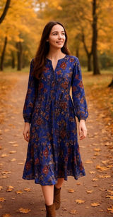 Anthropologie Long Sleeve Floral Paisley Boho Dress cottagecore granny Photo 0