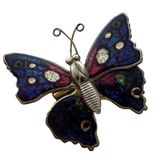Vintage rainbow glitter butterfly pin, butterfly brooch, purple butterfly pin Photo 0