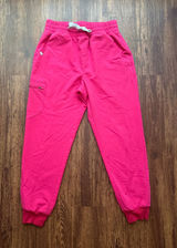 FIGS Women’s Shocking Pink Zamora Ruched Jogger Scrub Pants - Size M Petite Photo 0