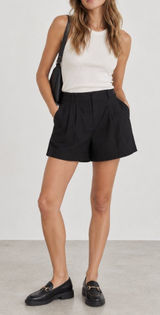 Abercrombie Fitch Sloane Tailored Linen Blend Shorts Black High Rise 27 Photo 0