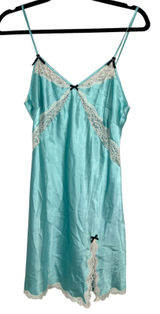 Victoria's Secret Blue Satin Lace Coquette Ballet Fairy Slip Dress Size Medium Photo 0