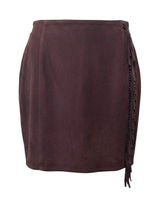 Vintage Laundry Real Suede Fringe Skirt 10 ✨ Brown Leather Western Boho Photo 0