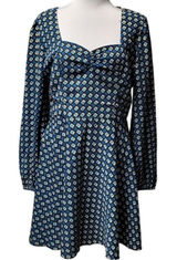 Band of the Free Geometric Mini Dress Womens Size L‎ Boho Milkmaid Mod PinupNWT Photo 0