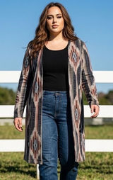NWT Paisley Grace Cardigan 2XL Boho Southwestern Chic Geometric Duster Cowgirl Photo 0