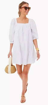 Tuckernuck Pomander Place Halile Dress XS White Tiered Mini Coastal Preppy Photo 0