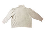 J. Crew XXL Beige Wool Blend Ribbed Turtleneck Puff Balloon Sleeve Sweater Photo 0
