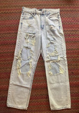 AERO 90s baggy Light Wash Distressed Ripped Mom Jeans Photo 0