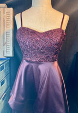 My Michelle Plum Purple Lace Sequin Fit and Flare Homecoming Dress Size 3 Photo 0