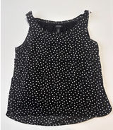 White House Black Market‎ Polka Dot Sleeveless Shell Top Black White Large Photo 0