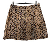 REFORMATION Cady Mini Skirt Women Brown Leopard Animal Print Linen 90s Y2K Photo 0