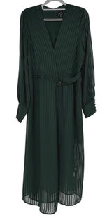 Bardot Womens Emerald Green Striped Midi Dress Sheer‎ Long Sleeve Size 8 Photo 0