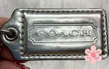 2" COACH Metallic Silver Fob Bag Charm Hang tag Hangtag Photo 0