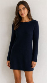 JK Long Sleeve Navy Ribbed Sweater Dress S/XS Photo 0