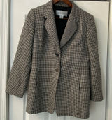Wool Women Blazer Size 6 Houndstooth Classic Old Money Linda Allard Ellen Tracy Photo 0