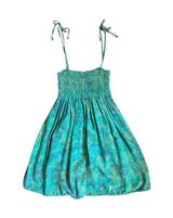 Vintage Island Dress Cover Up Teal Summer Dress Tropical Beach Vacation Small Photo 0