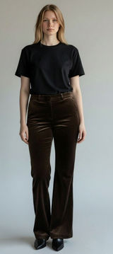 2 THEORY Pants Women's Chocolate brown velvet flared trousers 31" inseam bootcut Photo 0