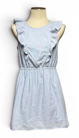 Madewell Cotton Bellflower Ruffle A-Line Mini Dress Chambray Blue 6 Photo 0