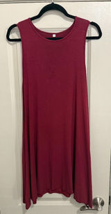 Zalalus Womens Sleeveless Casual Dress Summer T-Shirt Swing Pockets Short Wine Red Med 8 Photo 0