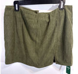 Halara Corduroy Mini Skirt‎ Olive Green Side Slit Zip Closure XL NWT Academia Photo 0