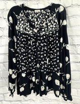 Fat Face Top Women's US 18 UK 22 Black Floral Monroe Poppy Meadow Floral Boho Photo 0