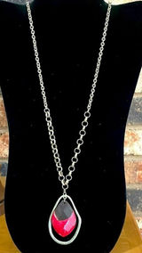 Vintage Gold Tone Red and Brown Faceted Pendant Necklace Photo 0