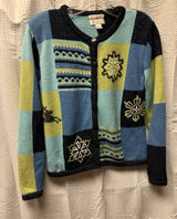 Vintage Christopher‎ & Banks Hand Embroidered Knit Cardigan Women's S Blues Snow Photo 0