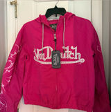 Von Dutch women’s Hot Pink Hooded Zip windbreaker Jacket with Logo med Photo 0