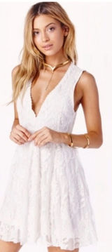Vintage Free People Reign Over Me Lace Skater Mini Dress White size 8 $128 Photo 0