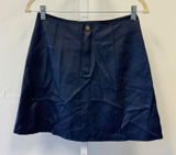 Eleven‎ Paris Navy Blue Faux Leather Mini Skirt A-Line Panel 17F2SK08 Women's Sm Photo 0