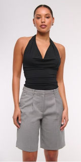 Abercrombie & Fitch Women Grey Mid Rise Bermuda Short Pleated Dress Shorts 24 Photo 0