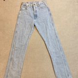 Wrangler High Rise Straight Leg Jeans Size 9x34 Light Wash Denim Vintage Boho Photo 0