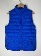 Talbots Womens Royal Blue Down Puffer Vest Mixed Quilted Full Zip L Photo 0