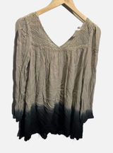 Free‎ People Tunic Top Womens XS Taupe Black Ombre Lace Boho Embroidered Blouse Photo 0