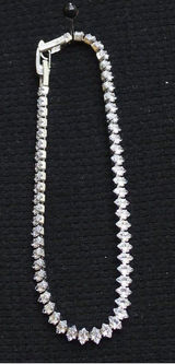 NEW Crystal Marquise Safety Clasp Tennis Bracelet Silver Gray / Clear 7" Photo 0
