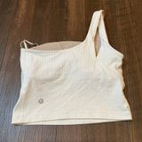 Lululemon Ribbed One-Shoulder Yoga Tank Top Cream LW1ESSS Size 2 Activewear Photo 0