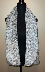 Cupio Plush‎ Sherpa Vest With Velour Lining Size Medium Black White Grey Pockets Photo 0